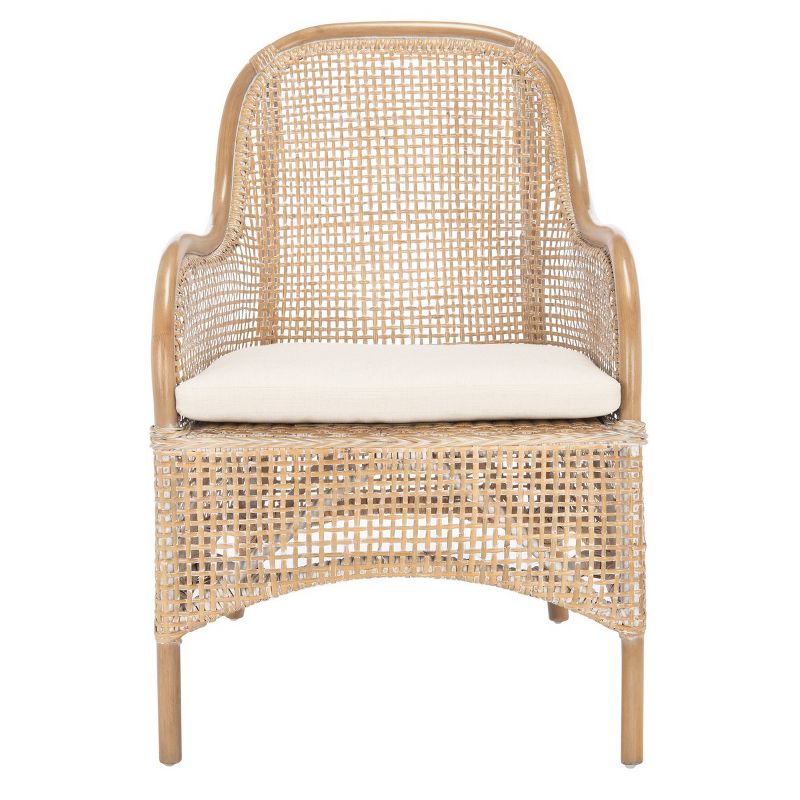 Charlie Rattan Accent Chair with Cushion - Gray/White - Safavieh., 1 of 12