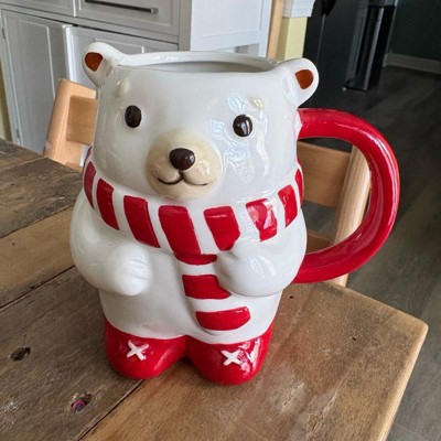 DEMDACO Bear Figural Ceramic Mug - 12 Ounce Glossy White & Black Stoneware Coffee Cup - View #13