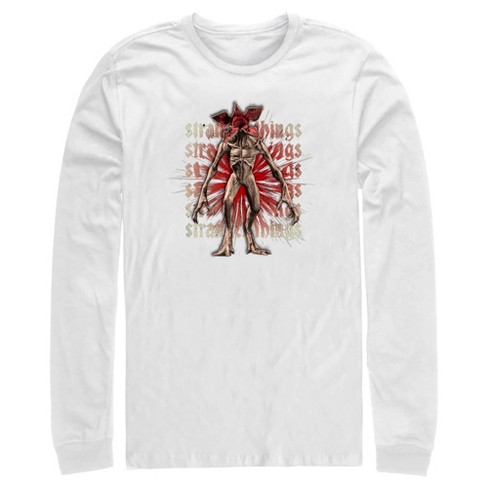 Men's Stranger Things Demogorgon Monster Logo Stacked Long Sleeve