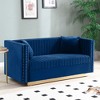 Contemporary Velvet Loveseat, Vertical Channel Tufted 2-Seater Sofa for Living Room and Apartment, Includes 2 Pillows - 3 of 4