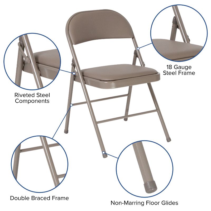 Flash Furniture 2 Pack HERCULES Series Double Braced Vinyl Folding Chair, 5 of 13