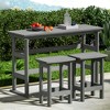 Pamapic HDPE Plastic Outdoor Patio Rectangle Bar Height Bistro Dining Set in Gray - 3 of 4