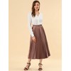 INSPIRE CHIC Women's Party Elastic Waist Metallic Shiny Accordion Pleated Midi Skirt - 3 of 4