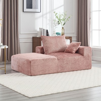 NicBex Couches for Living Room 2-Seat Combination Sofa Exquisite Fabric Upholstered Comfortable Flexible and Changeable Sofa Couch with Pillows, Pink