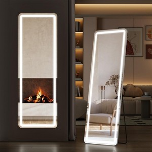 Arched Full Length Mirror with LED Lights, 61"x17" Lighted Floor Mirror with Dimming - 1 of 4
