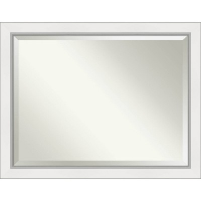 46" x 36" Eva White Framed Wall Mirror Silver - Amanti Art