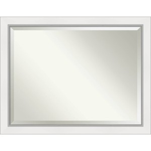Amanti Art 46"x36" Eva White Framed Wall Mirror Silver: Modern Rectangle Beveled, No Assembly, Wall Mount - 1 of 4
