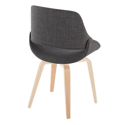 Charcoal Faux Leather Upholstered Side Chair with Natural Wood Legs