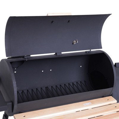 Outsunny 48" Black Steel Charcoal BBQ Grill with Smoker
