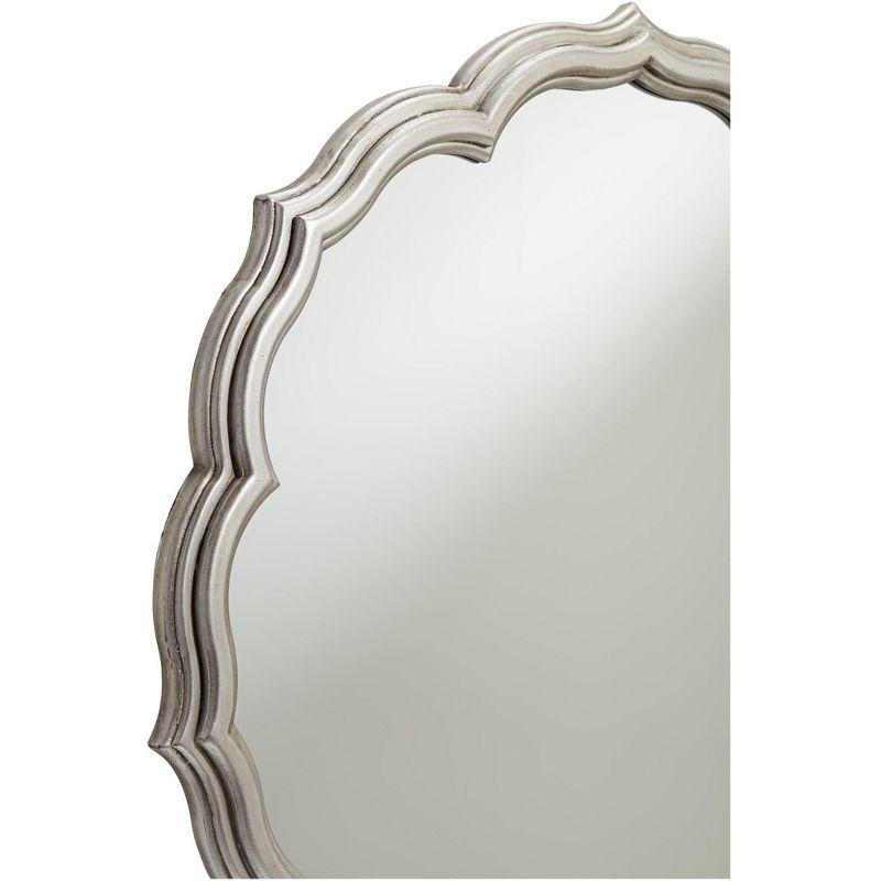 Noble Park Turin Scalloped Edge Round Vanity Wall Mirror Rustic Silver Stacked Wood Frame 34 1/2" Wide for Bathroom Bedroom Living Room Home Office, 3 of 8
