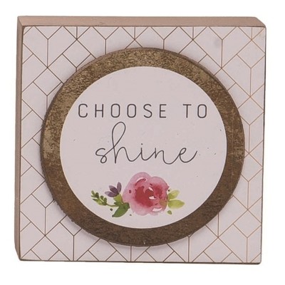 Transpac Wood 4.75 in. Multicolor Spring Choose to Shine Layer Block Decor