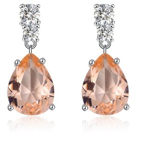 Drop Stud Earrings for Women Champagne Pear Cz Sterling Silver Ginger Lyne Collection - 1 of 4