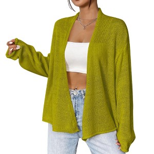 Women's Loose Thin Knitted Cardigan Jacket Autumn Popular Solid Colour Casual Outer Cardigan Sweater - 1 of 2