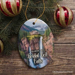 Artistic Telluride Mountain Town Ornament, Colorado Waterfall Landmark and Nature Adventure Christmas Gift and Tree | OrnamentallyYouDecor - 1 of 4