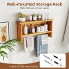Angel Sar Wood Wall-Mounted Storage Shelf with Towel Bar, Floating Bathroom Kitchen Shelf, Teak Wood, Modern Decorative Storage Organizer - 4 of 4