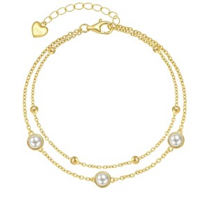 Molenia Gold Pearl Bracelet for Women, 925 Sterling Silver CZ Bracelet, Wedding Bracelets for Brides, Bridesmaid Jewelry Gift for Girl, Bridal, Mom - 1 of 4