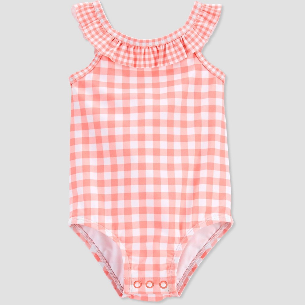 Carter's Just One You® Baby Girls' Gingham Checkered One Piece Swimsuit - Pink 3M (2 suits)