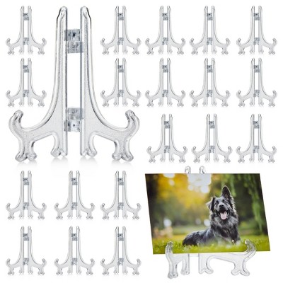 Juvale 24 Pack 3-inch Mini Easel Display Stand for Sports Trading and Baseball Cards - Small Acrylic Holder for Pictures