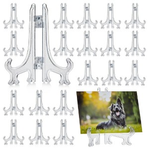 Juvale 24 Pack 3-inch Mini Easel Display Stand for Sports Trading and Baseball Cards - Small Acrylic Holder for Pictures - 1 of 4