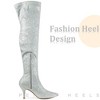 Perphy Women's Glitter Pointed Toe Size Zip Stiletto Heels Over the Knee Boots - 4 of 4
