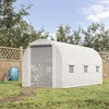 Outsunny Walk-In Tunnel Greenhouse, Large Garden Hot House Kit with 6 Roll-up Windows & Roll Up Door, Steel Frame - 2 of 4