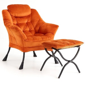 Lazy Chair with Ottoman, Large Lounge Accent Chair, Comfy Armchair with Folding Footrest - 1 of 1