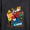 Women's - Disney - Goofy Sticker Look Lightweight French Terry Wide Neck Long Sleeve Shirt - 2 of 4