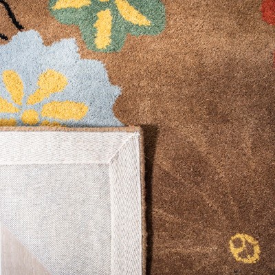 Handmade Brown and Multicolor Floral Wool Runner Rug