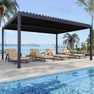 10X12 ft Louvered Pergola - Aluminum Frame with Independent Adjustable Rainproof Top, Perfect for Deck, Garden & Backyard - 1 of 4