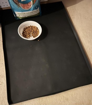 Leashboss Splash Mat Dog Food Silicone Tray with Tall Lip - Black - M/L,  M/L - 20 x 13 - Fry's Food Stores