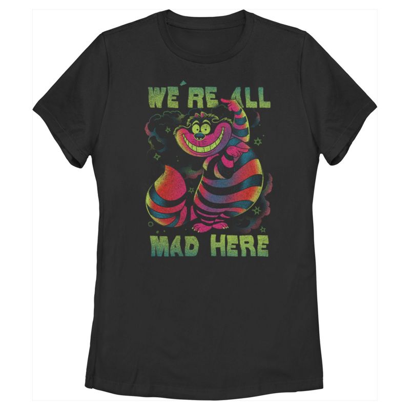 Women's Alice in Wonderland Rainbow Cheshire T-Shirt, 1 of 5
