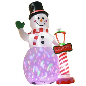 HOMCOM 8ft Christmas Inflatable Snowman with North Pole Sign, Outdoor Blow-Up Yard Decoration with LED Lights Display - 1 of 4