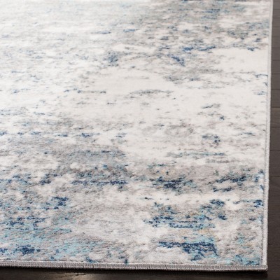 Brentwood Light Grey and Blue Synthetic Square Area Rug