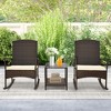 Tangkula 3 Pieces Rocking Wicker Bistro Set Outdoor Front Porch Rocker Chairs Conversation Set - 4 of 4