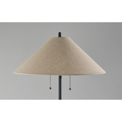 Edison Walnut and Black Metal Floor Lamp with Tan Shade