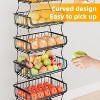 Simple Trending 6 Tier Rolling Cart, Stackable Fruit Vegetable Basket with Wheels and 2 Hanging Basket,Metal Wire Basket Stand, Black - 2 of 4
