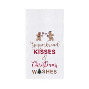 C&F Home "Gingerbread Kisses and Christmas Wishes" Sentiment with Gingerbread Men Cotton Flour Sack Kitchen Towel 27L x 18W in. - 1 of 4