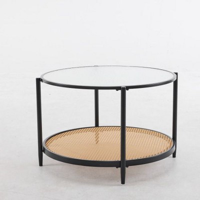 Karl Home Black Round Rattan Coffee Table