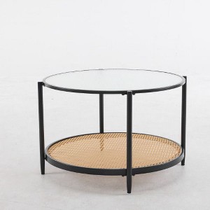 Karl Home Black Round Rattan Coffee Table - 1 of 4