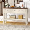 TackView 47"Farmhouse Console Table for Entryway, Narrow Rustic Entryway Table with 3 Drawer and Large Storage Shelf,Beige & Brown - 2 of 4
