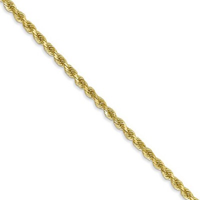 Black Bow Jewelry 2.25mm 10k Yellow Gold Diamond Cut Solid Rope Chain Necklace