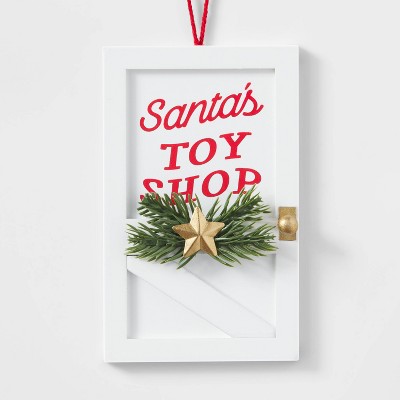 Wood Toy Shop Door Christmas Tree Ornament White - Wondershop™