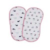 Bacati - Little Sailor Pink Blue Girls Boats/Whales Muslin 4 pc set of Bibs & Burp Cloths Set - 3 of 4