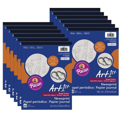 UCreate® Newsprint Pad, White, 9" x 12", 50 Sheets, Pack of 12