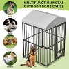 Outdoor Dog Kennel, Heavy-Duty Metal Dog Cage with Rotating Feeding Bowl, Waterproof Roof & Lockable Door, Weatherproof Indoor/Outdoor Use - 3 of 4