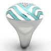 Slickblue Women’s Polished Blue and White Stripe Stainless Steel Ring with Clear Synthetic Crystal, Size 5-10 - 4 of 4