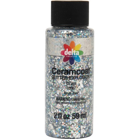 Delta Ceramcoat Glitter Explosion Acrylic Paint (2oz) - Silver : Target