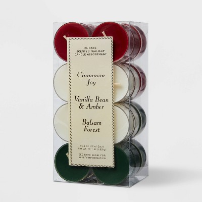 Photo 1 of 24pk Scented Tealights Candle Red/White/Green - Threshold
