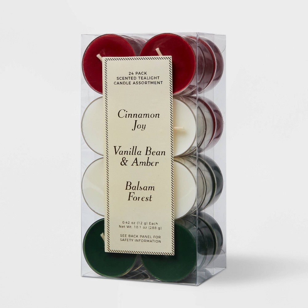 24pk Scented Tealights Candle Red/White/Green - Threshold