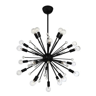 Galea Matte Black 24-Light Sputnik Chandelier with Glass Baubles
